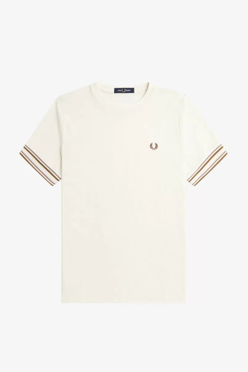 fred perry bold tipped piqué t-shirt da uomo beige