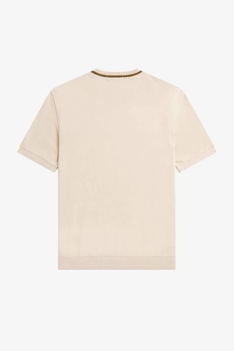 fred perry crew neck piqué t-shirt da uomo color avena