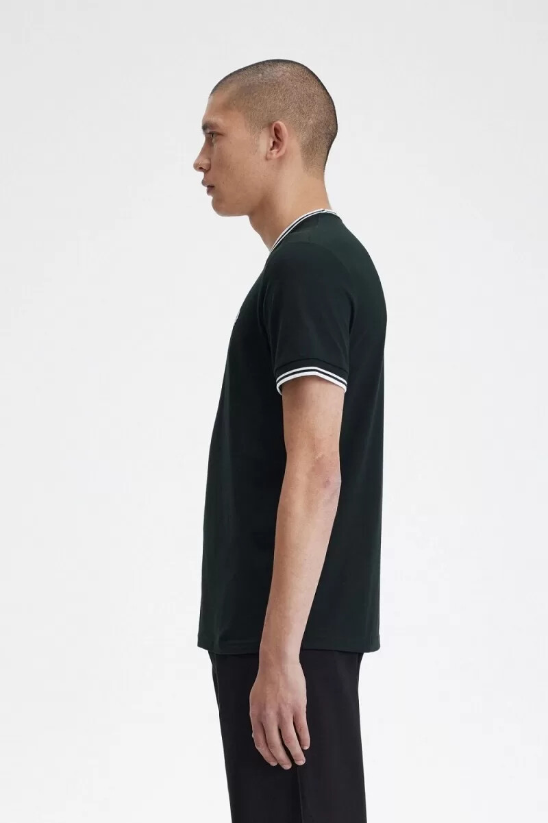fred perry twin tipped t-shirt da uomo verde notte bianco neve