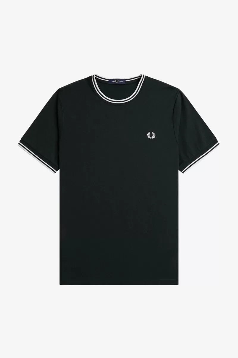 fred perry twin tipped t-shirt da uomo verde notte bianco neve