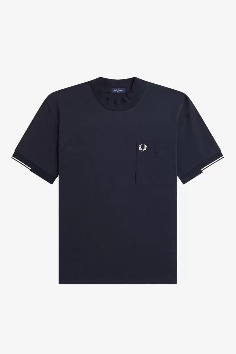 maglietta da uomo fred perry con maniche a punta blu navy