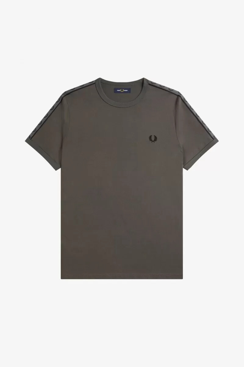 fred perry contrast tape ringer t-shirt da uomo verde campo