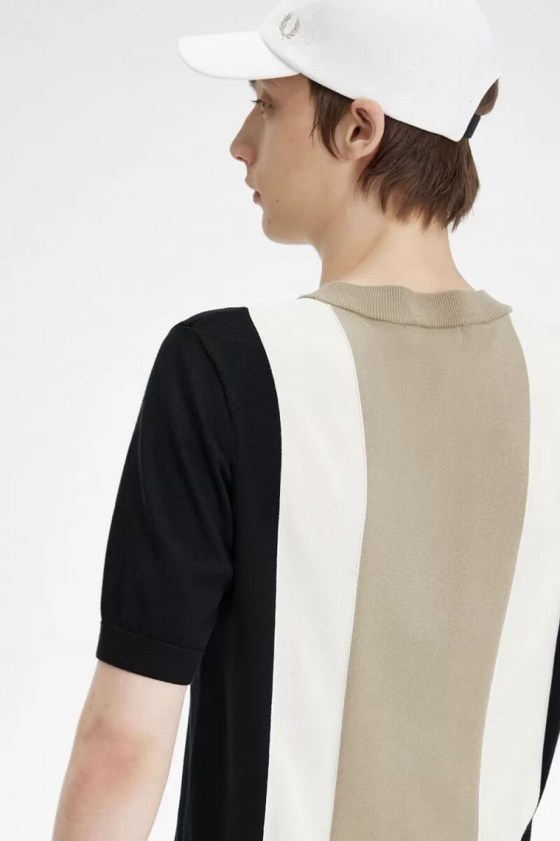 fred perry t-shirt da uomo in maglia fine a righe nero bianco neve grigio caldo
