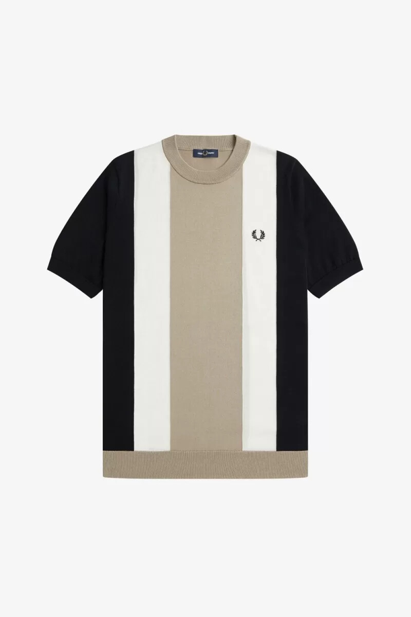 fred perry t-shirt da uomo in maglia fine a righe nero bianco neve grigio caldo