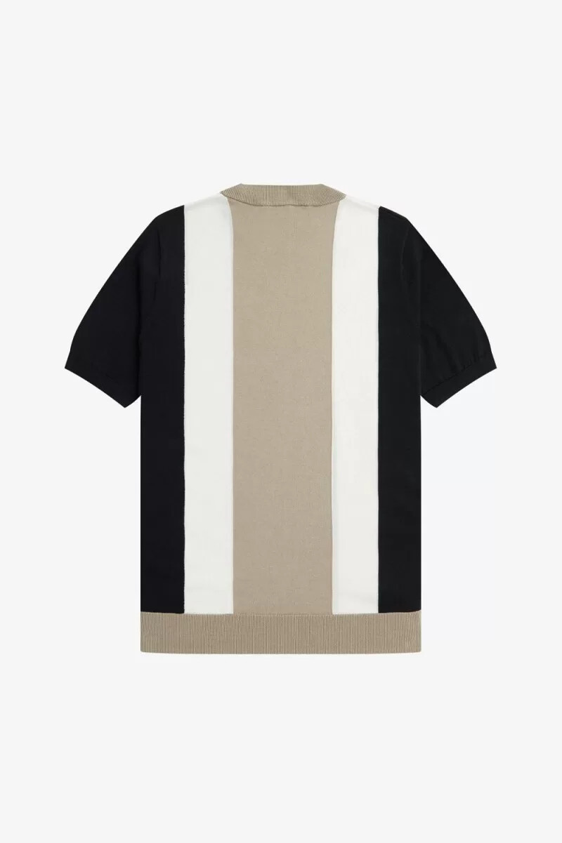 fred perry t-shirt da uomo in maglia fine a righe nero bianco neve grigio caldo