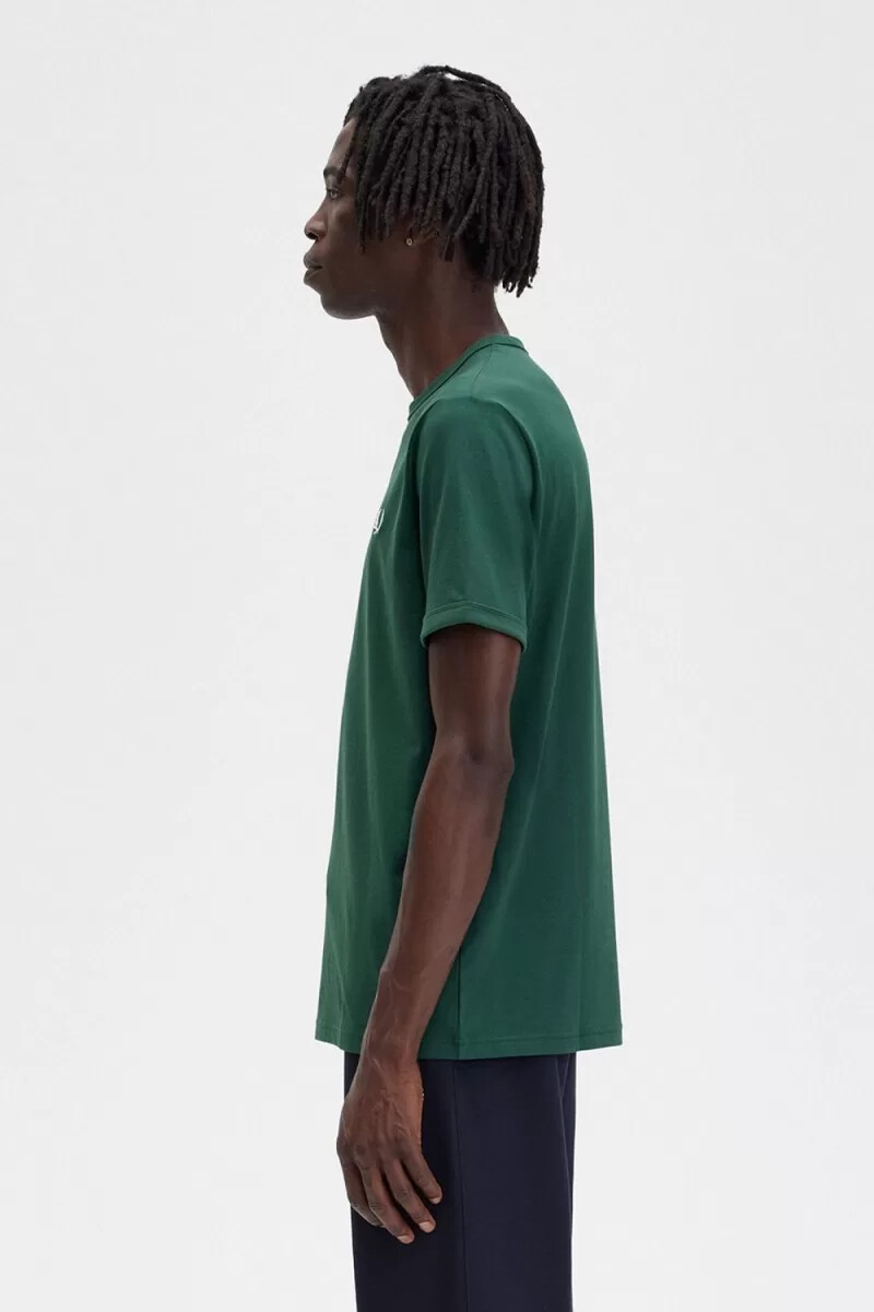 fred perry ringer t-shirt da uomo verde edera