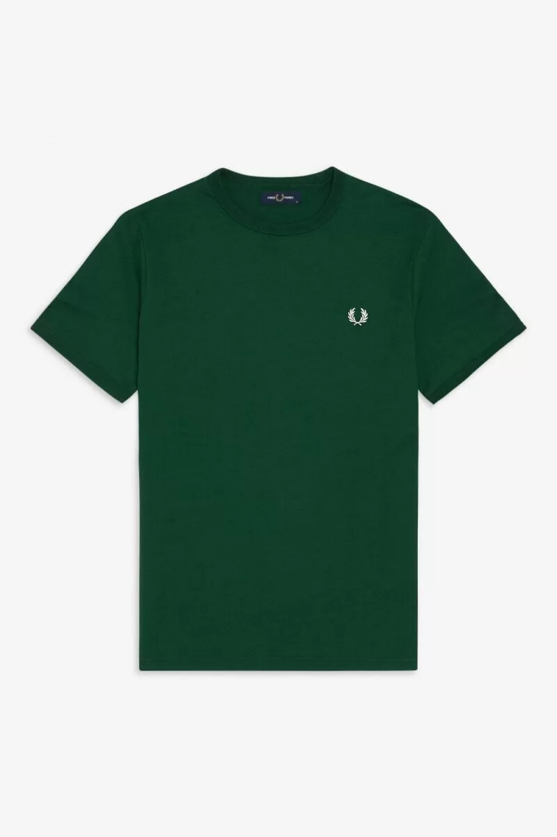 fred perry ringer t-shirt da uomo verde edera