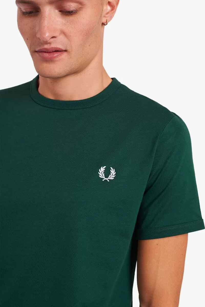 fred perry ringer t-shirt da uomo verde edera