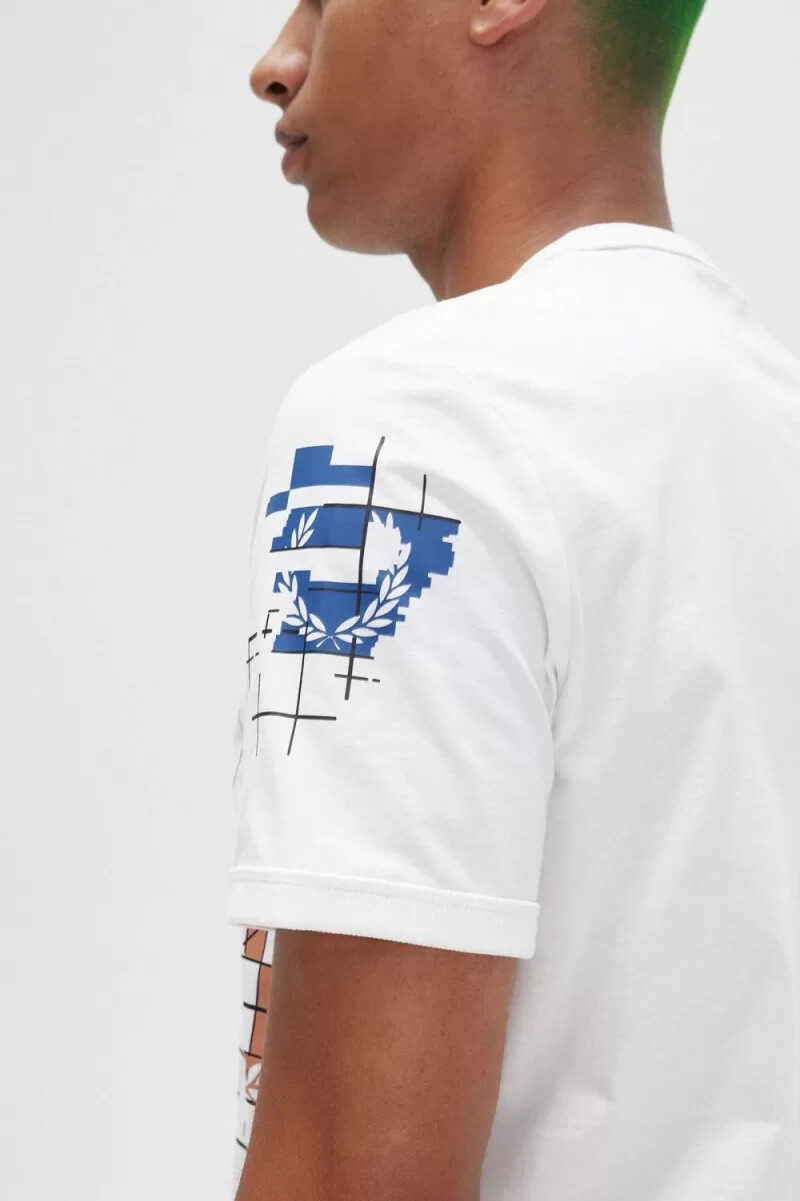 t-shirt da uomo fred perry grid print biancaneve