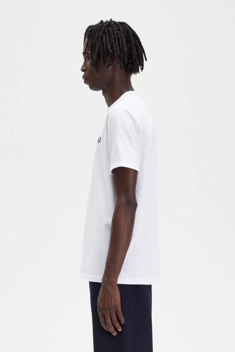 fred perry ringer t-shirt bianca da uomo