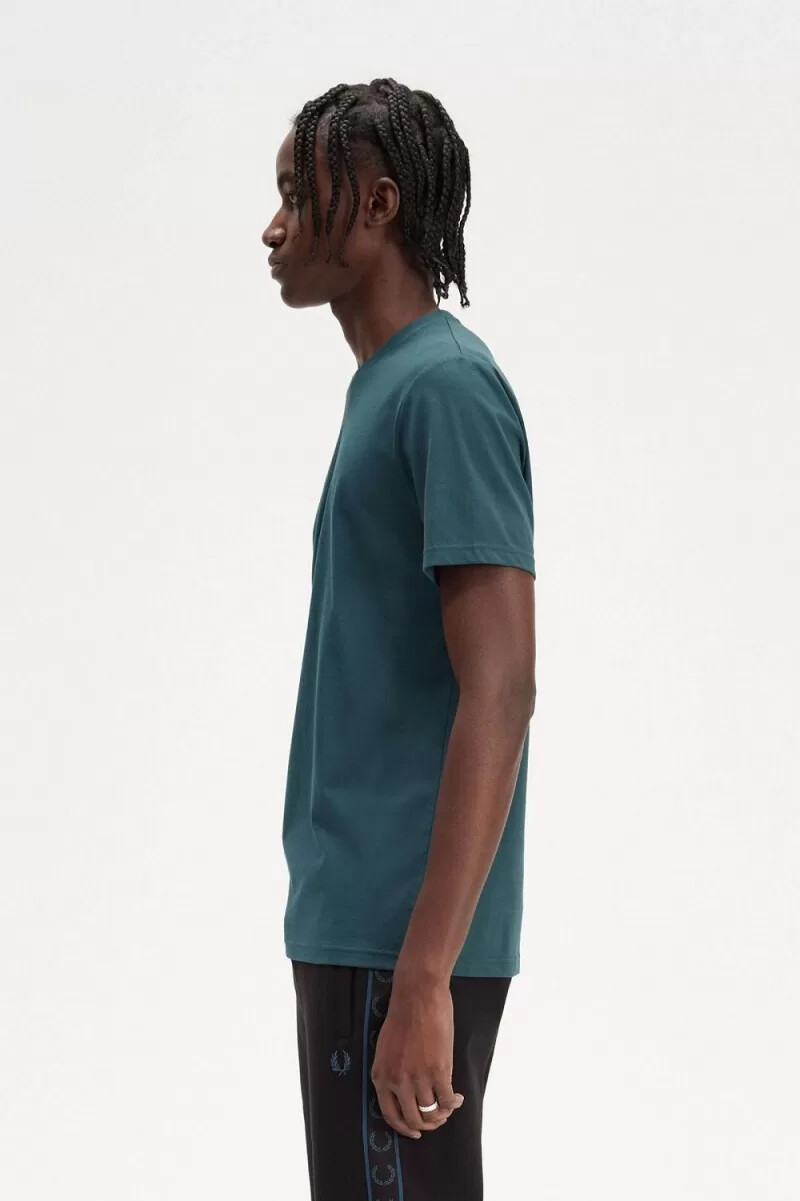 maglietta da uomo fred perry circle branding blu petrolio