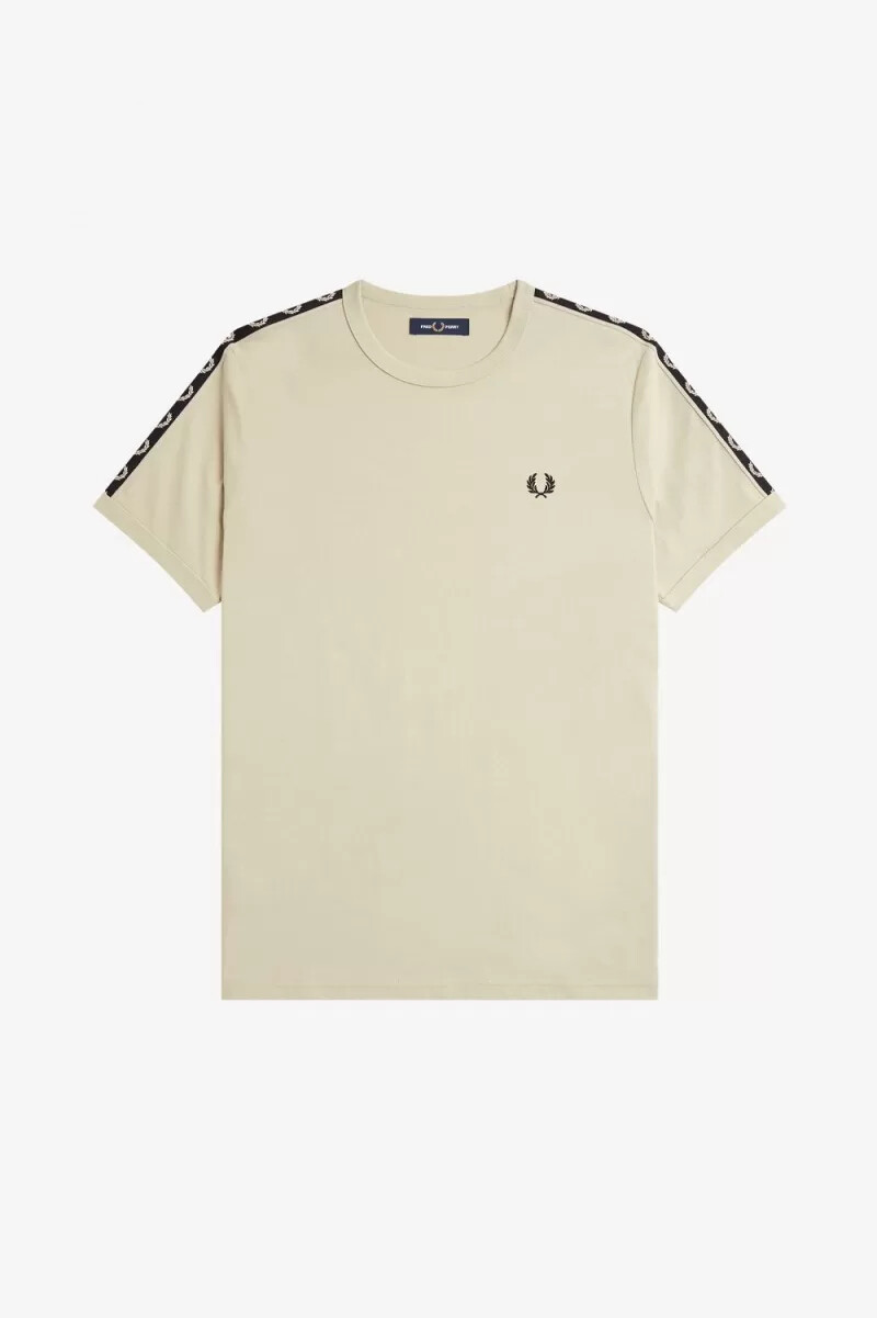 fred perry contrast tape ringer t-shirt da uomo colore nero menta chiaro