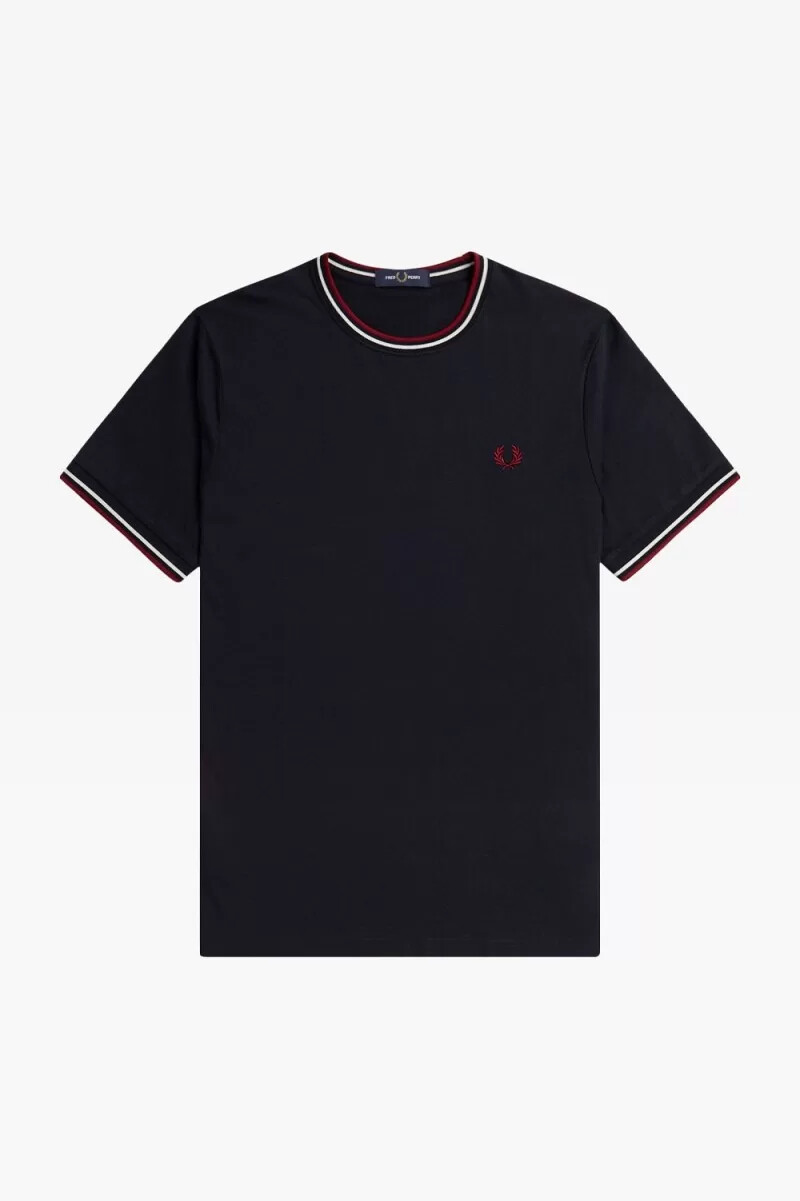 fred perry twin tipped t-shirt da uomo blu navy bianco neve rosso bruciato