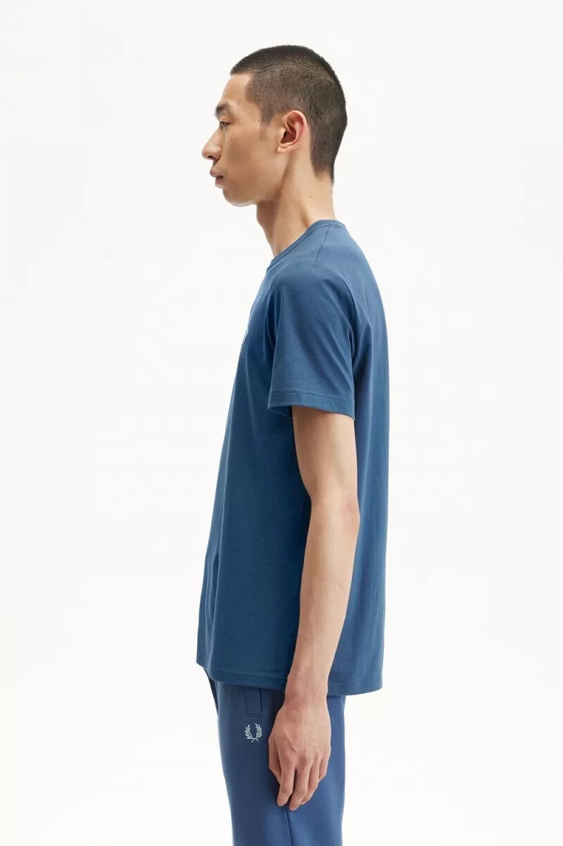 fred perry crew neck t-shirt da uomo blu notte chiaro acquamarina