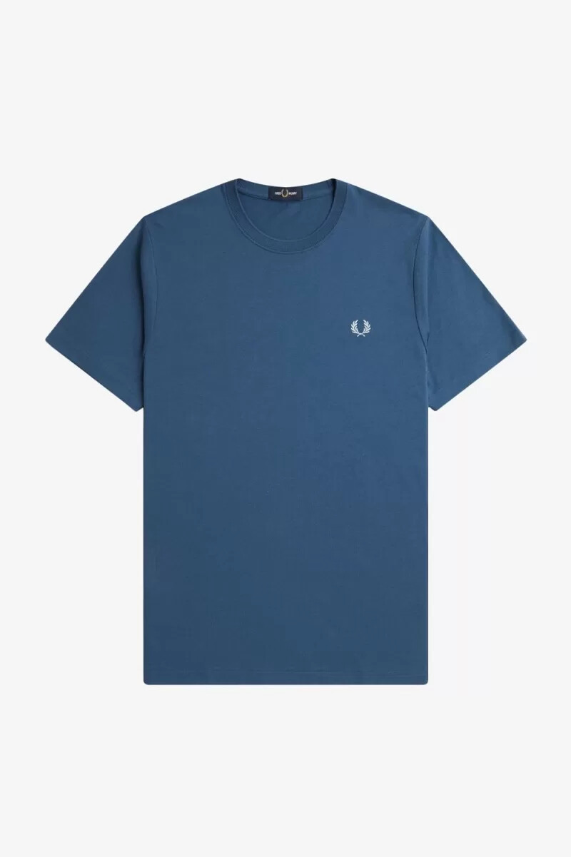 fred perry crew neck t-shirt da uomo blu notte chiaro acquamarina