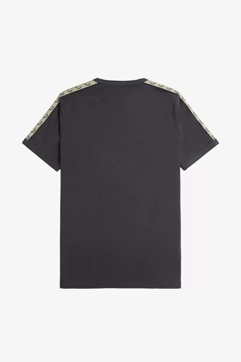 fred perry contrast tape ringer t-shirt da uomo con ancora grigia e nera