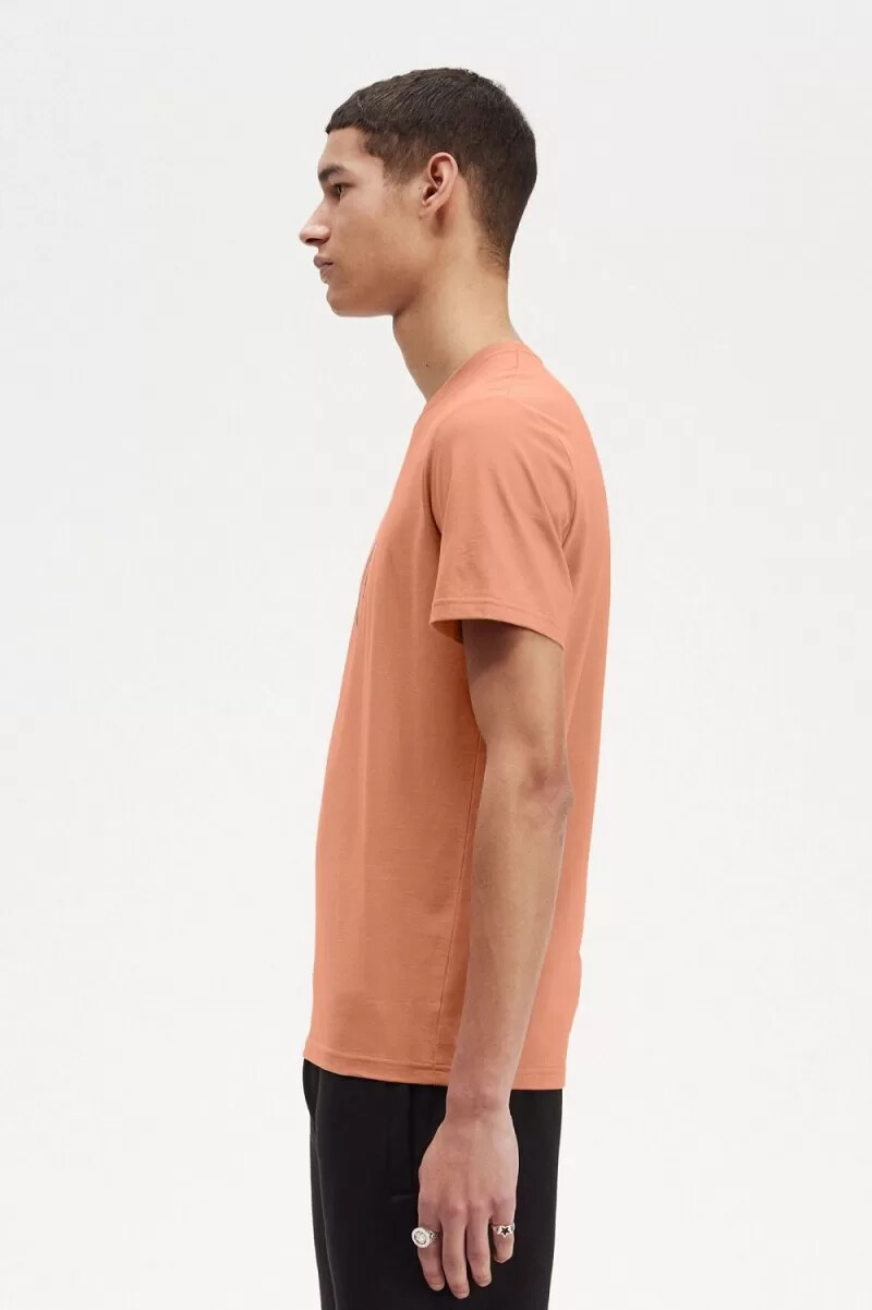 maglietta da uomo fred perry circle branding light rust