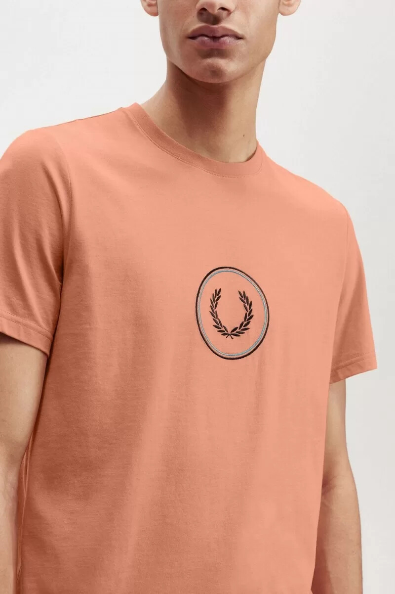 maglietta da uomo fred perry circle branding light rust