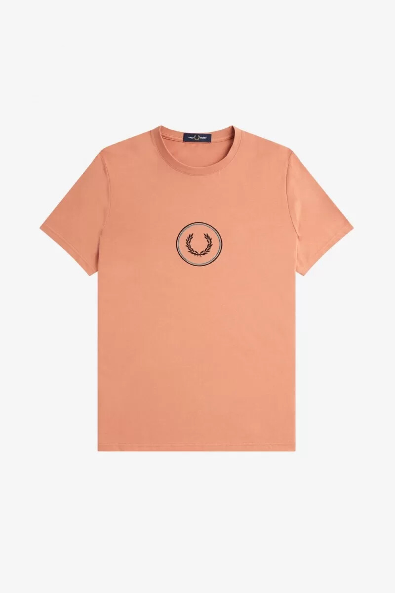 maglietta da uomo fred perry circle branding light rust