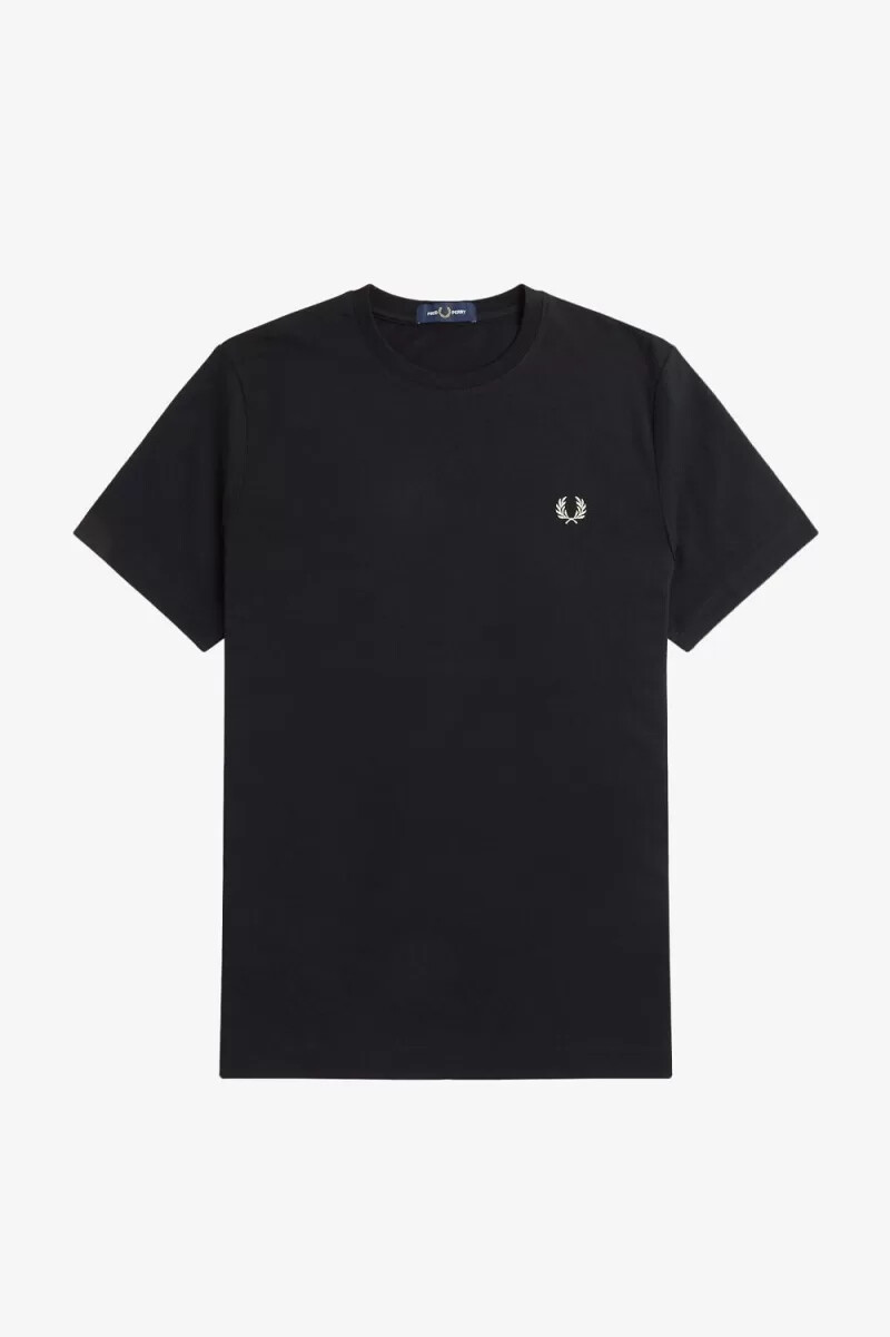 fred perry maglietta da uomo con grafica astratta nera e bianca