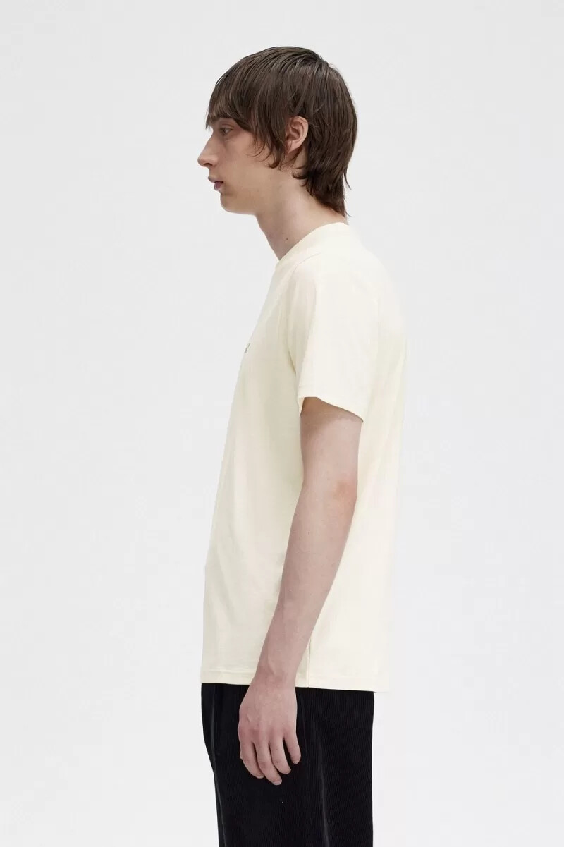 maglietta da uomo ricamata fred perry beige