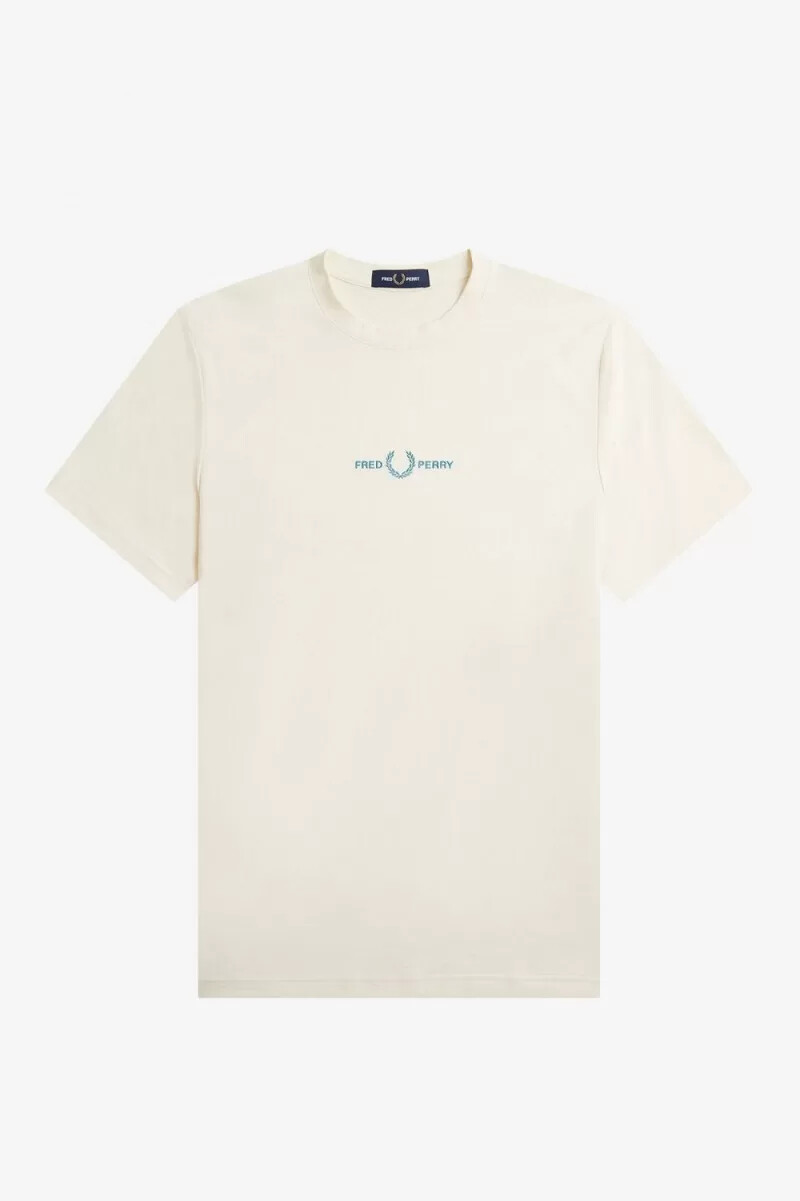 maglietta da uomo ricamata fred perry beige