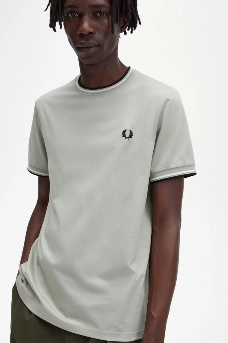 maglietta da uomo fred perry twin tipped color menta