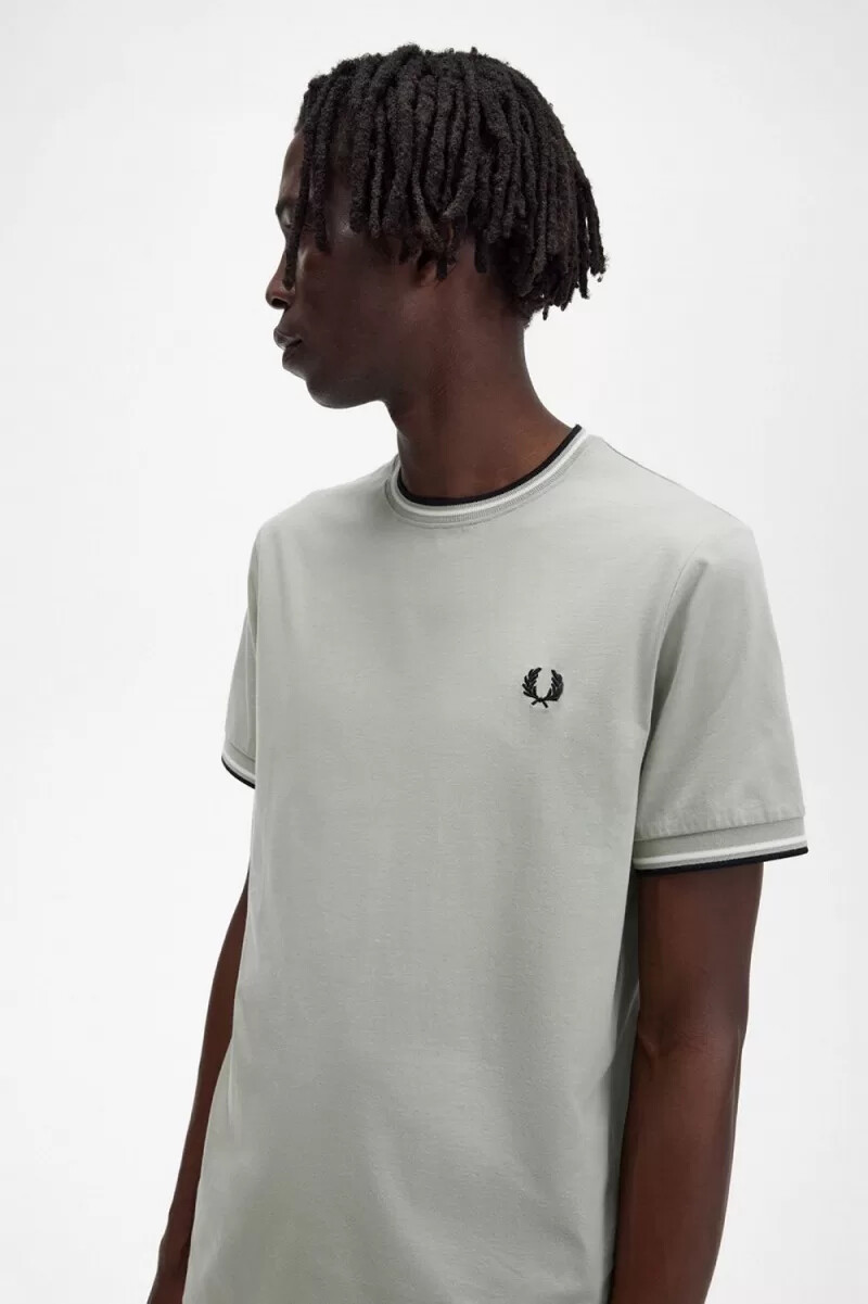 maglietta da uomo fred perry twin tipped color menta