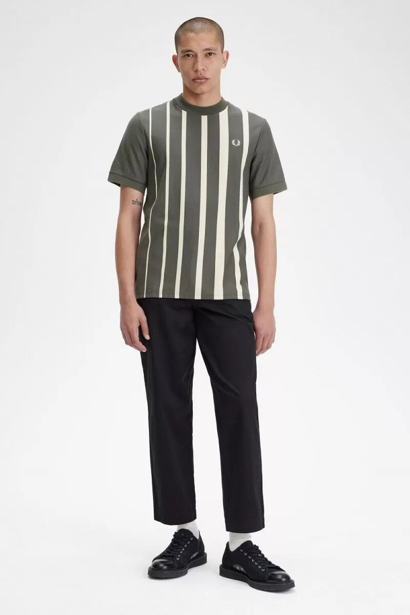 maglietta da uomo fred perry gradient stripe field green