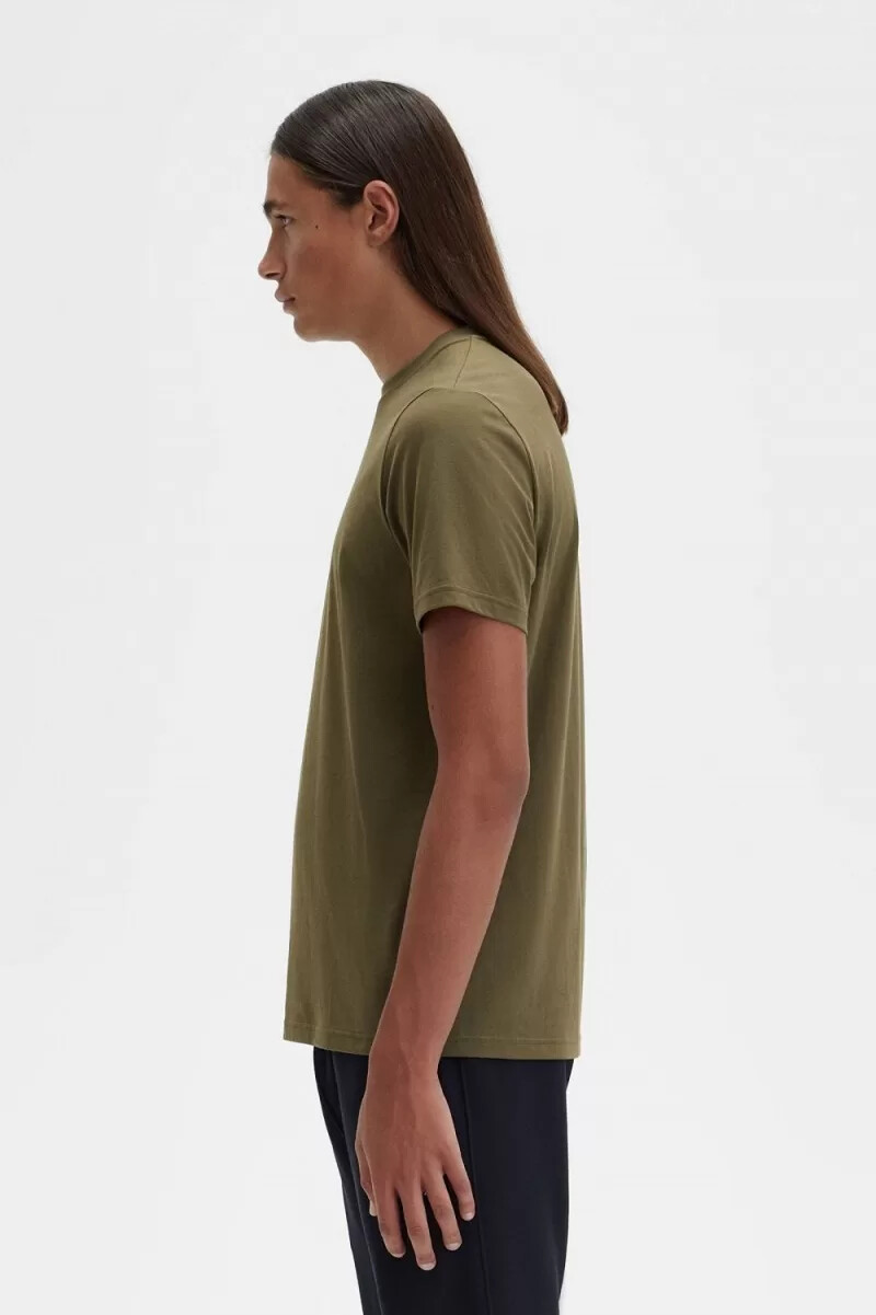 maglietta da uomo fred perry ricamata verde uniforme