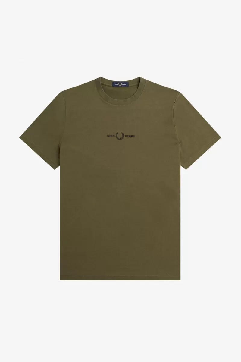 maglietta da uomo fred perry ricamata verde uniforme