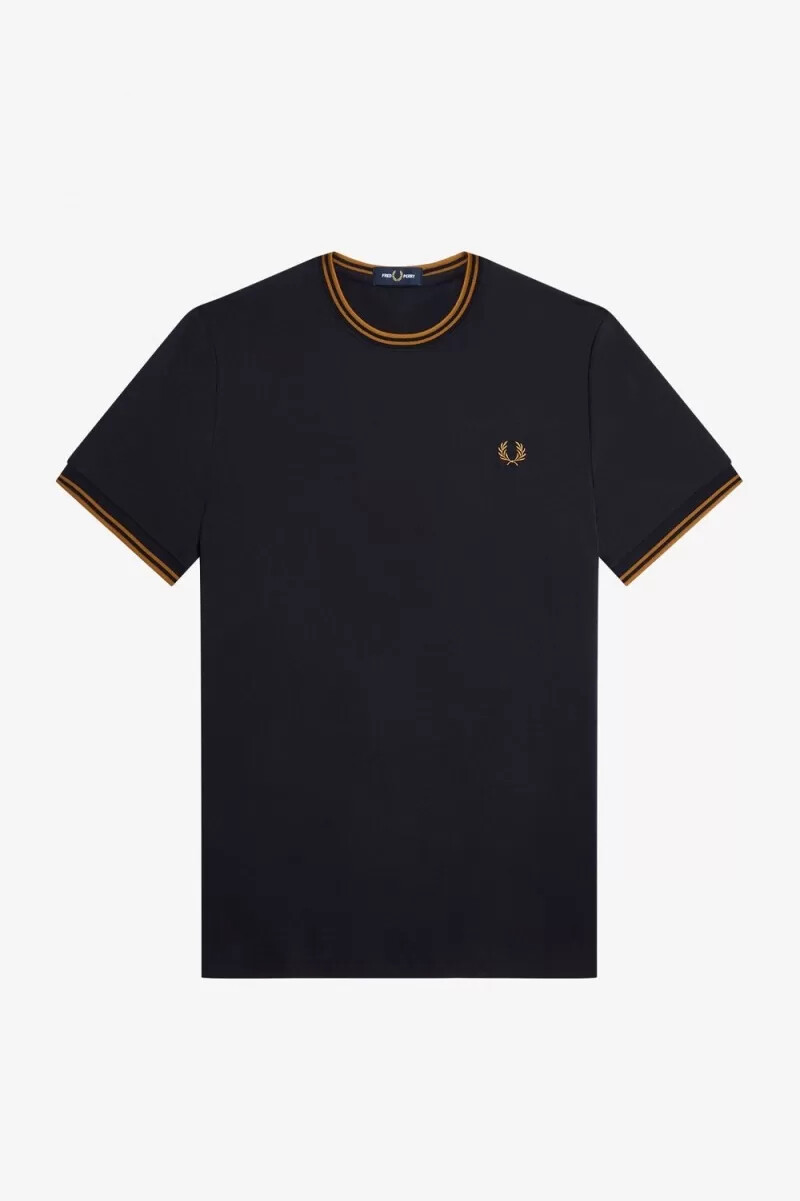 fred perry twin tipped t-shirt da uomo blu navy caffè scuro
