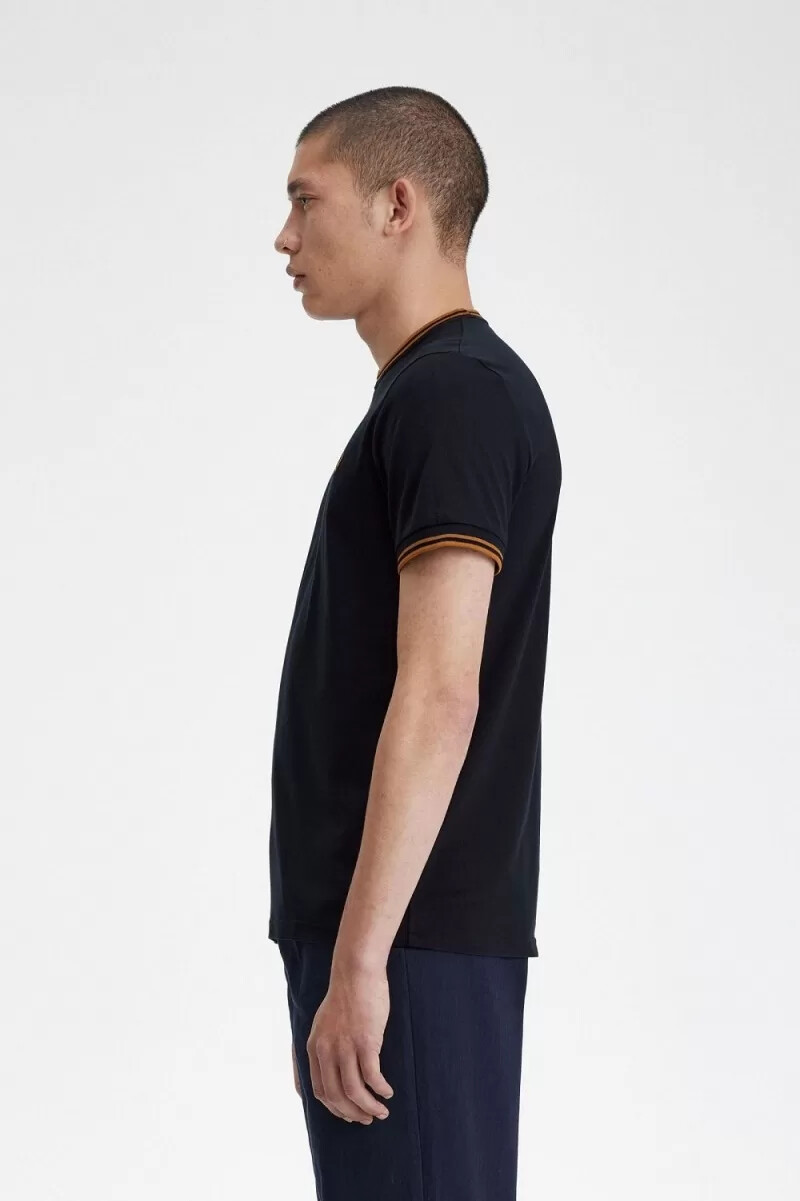 fred perry twin tipped t-shirt da uomo blu navy caffè scuro