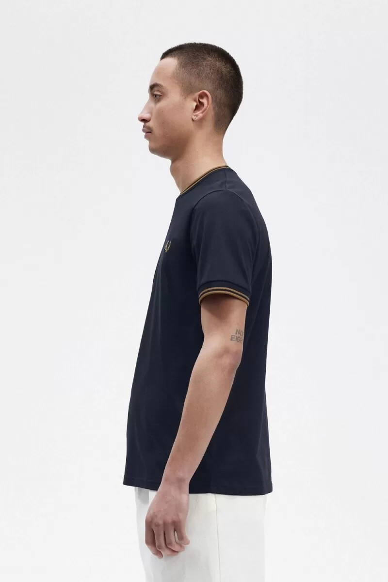 fred perry twin tipped t-shirt da uomo blu navy caffè scuro