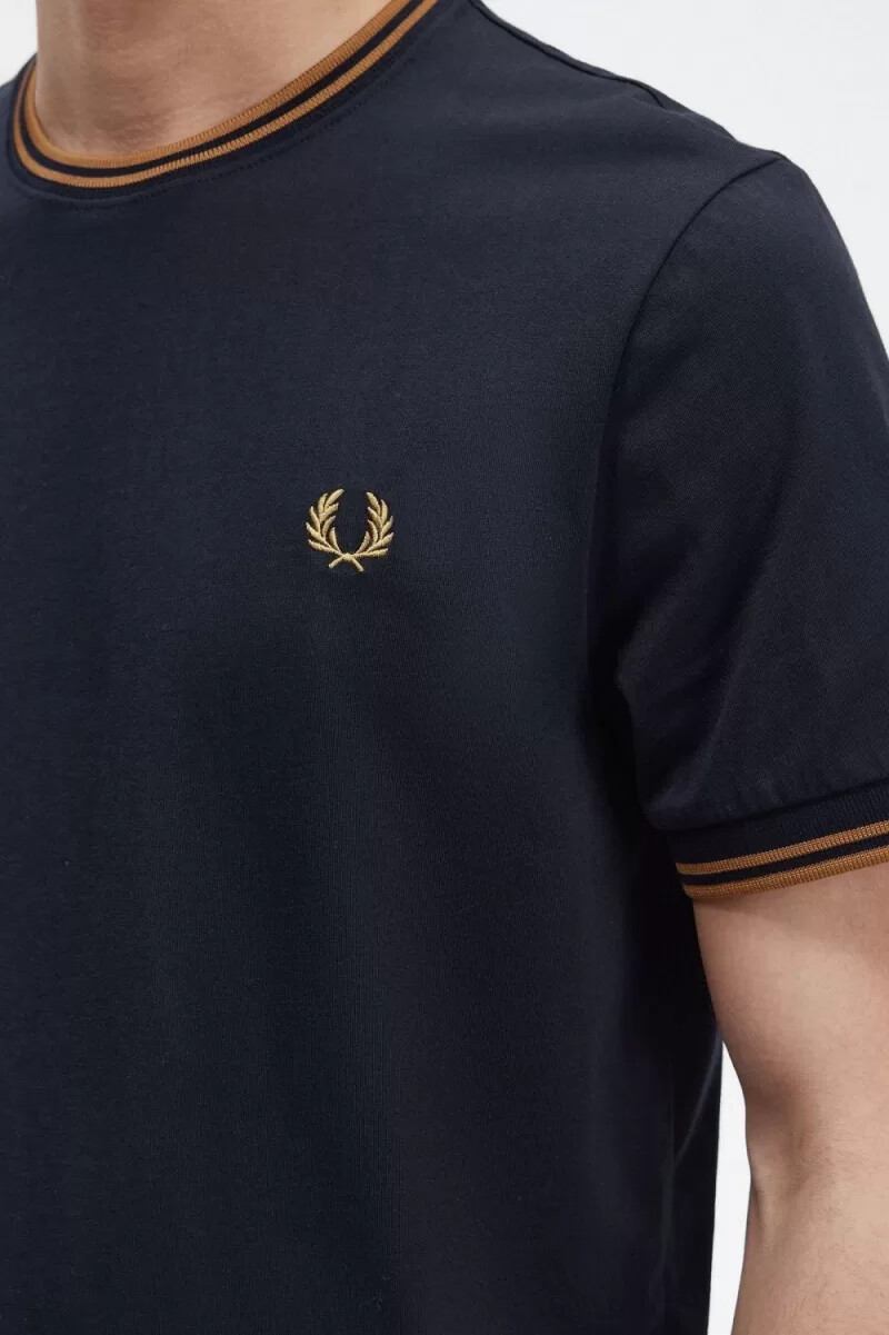 fred perry twin tipped t-shirt da uomo blu navy caffè scuro