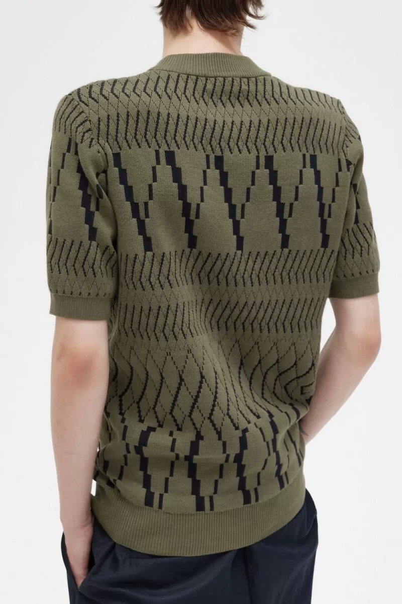 fred perry argyle panel maglia t-shirt da uomo verde uniforme