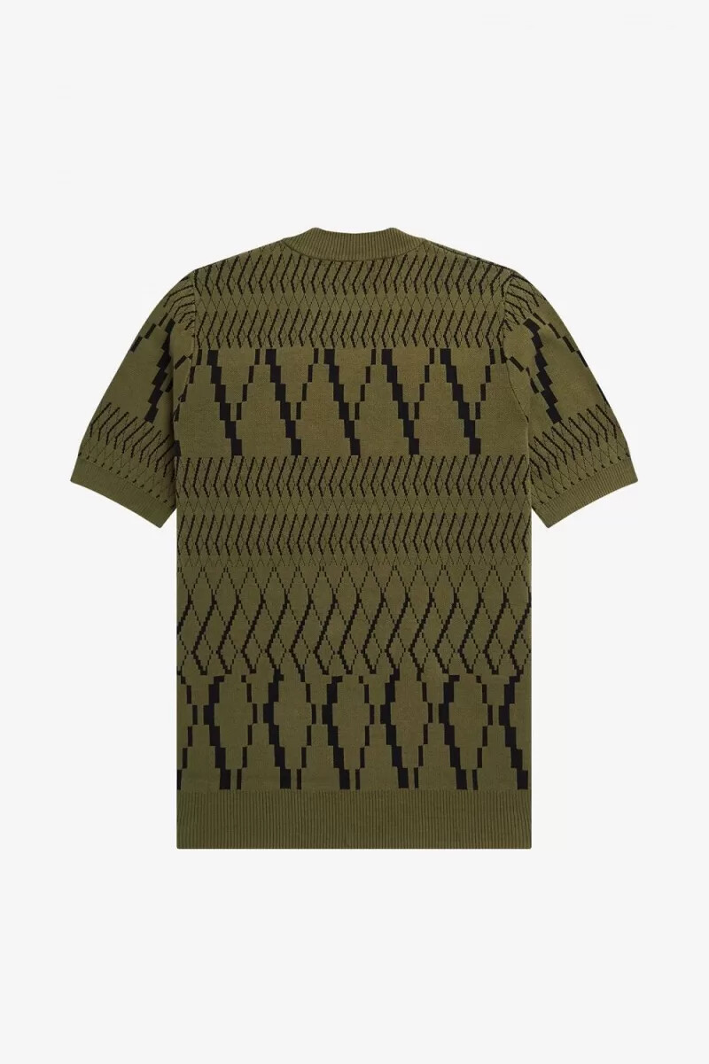 fred perry argyle panel maglia t-shirt da uomo verde uniforme