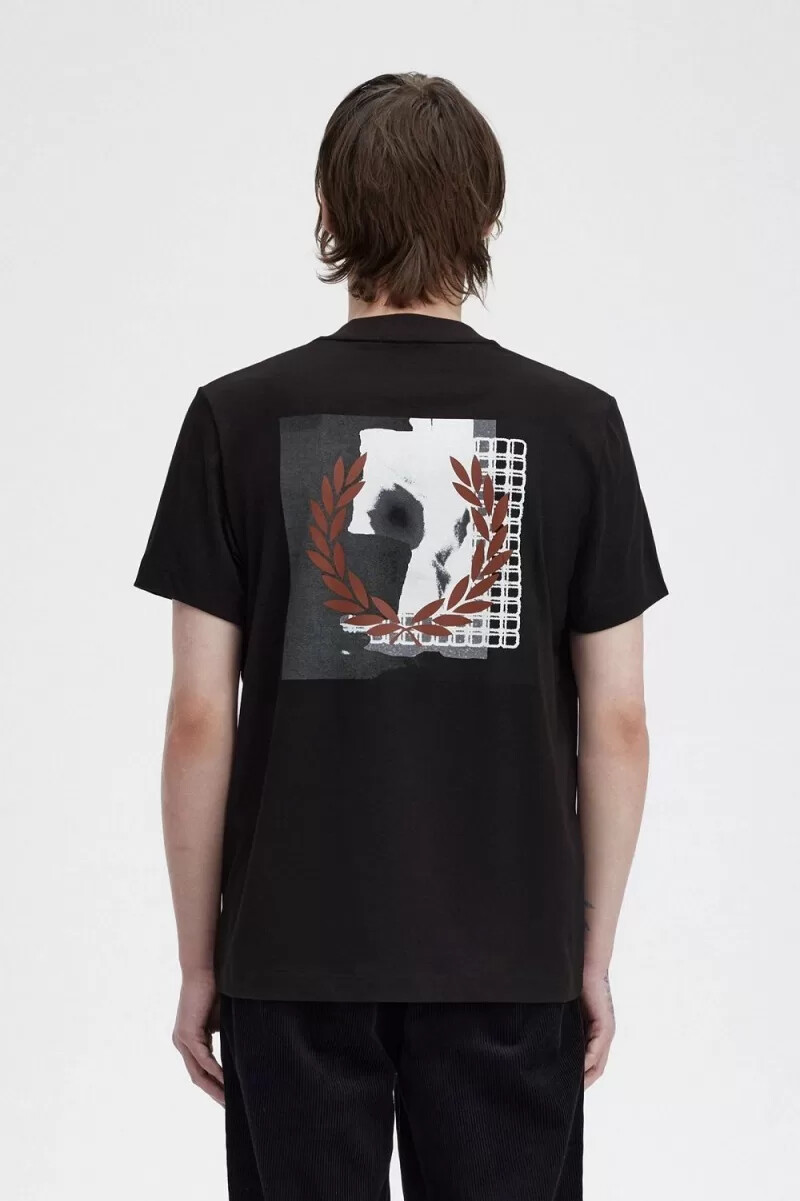 maglietta da uomo fred perry rave graphic nera