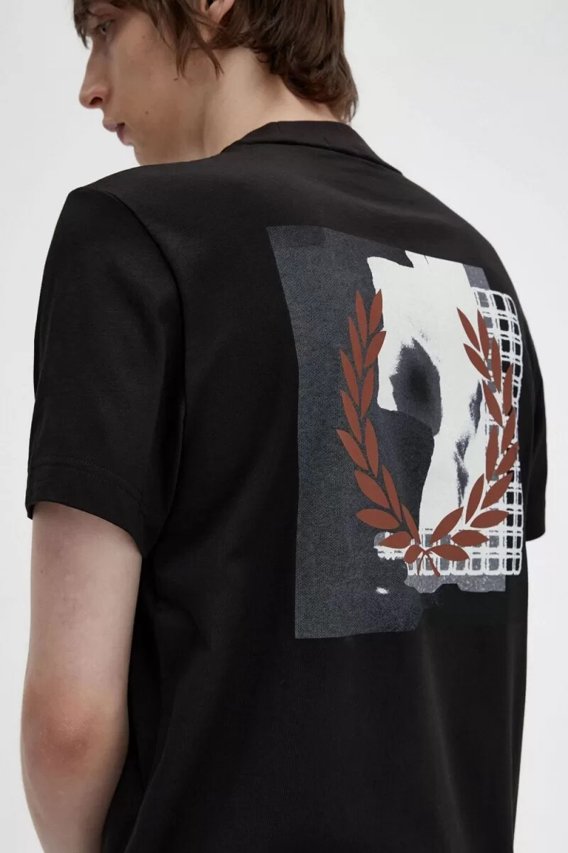 maglietta da uomo fred perry rave graphic nera