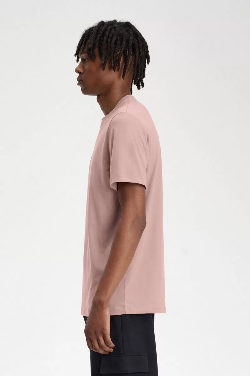 t-shirt da uomo ricamata fred perry rosa scuro