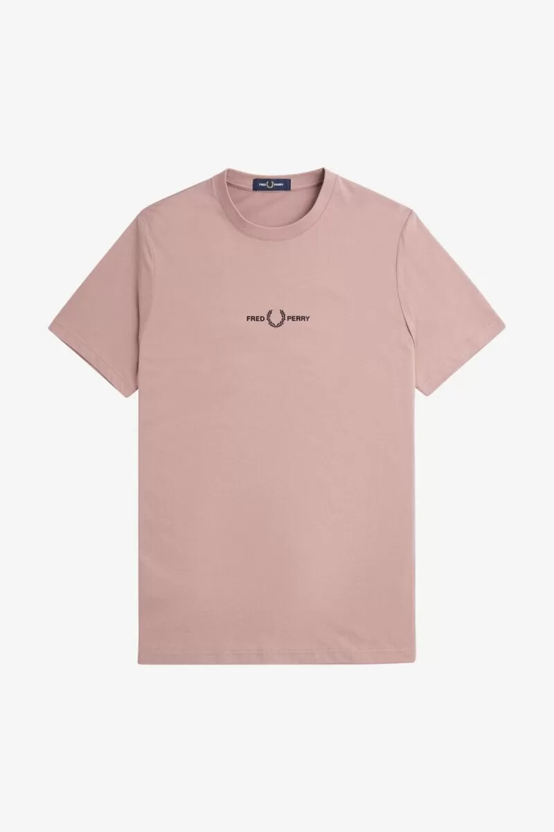 t-shirt da uomo ricamata fred perry rosa scuro