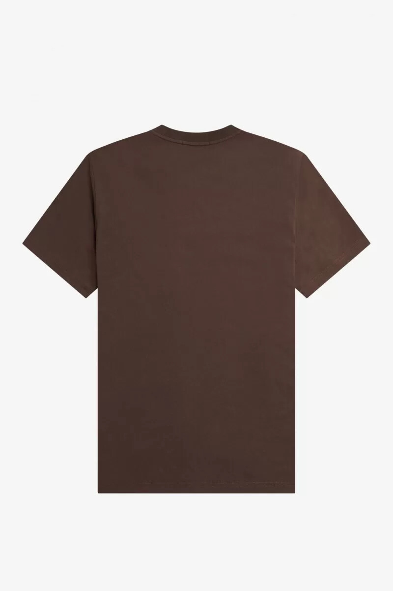 t-shirt da uomo ricamata fred perry color tabacco bruciato