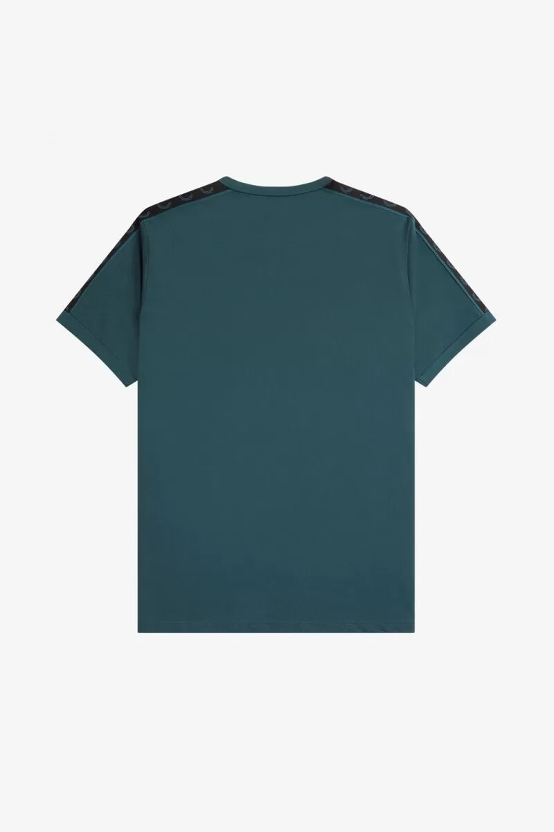 fred perry contrast tape ringer t-shirt da uomo blu petrolio nero