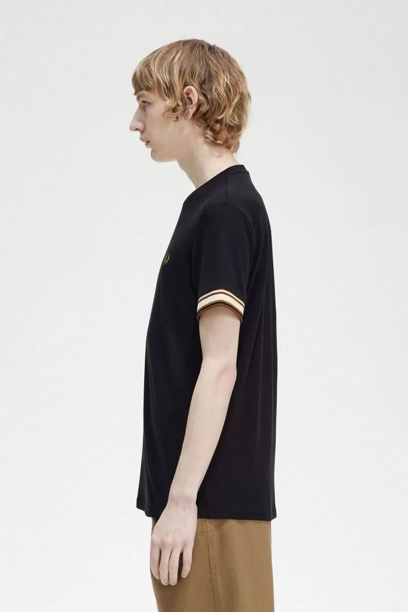 fred perry bold tipped piqué t-shirt da uomo nera