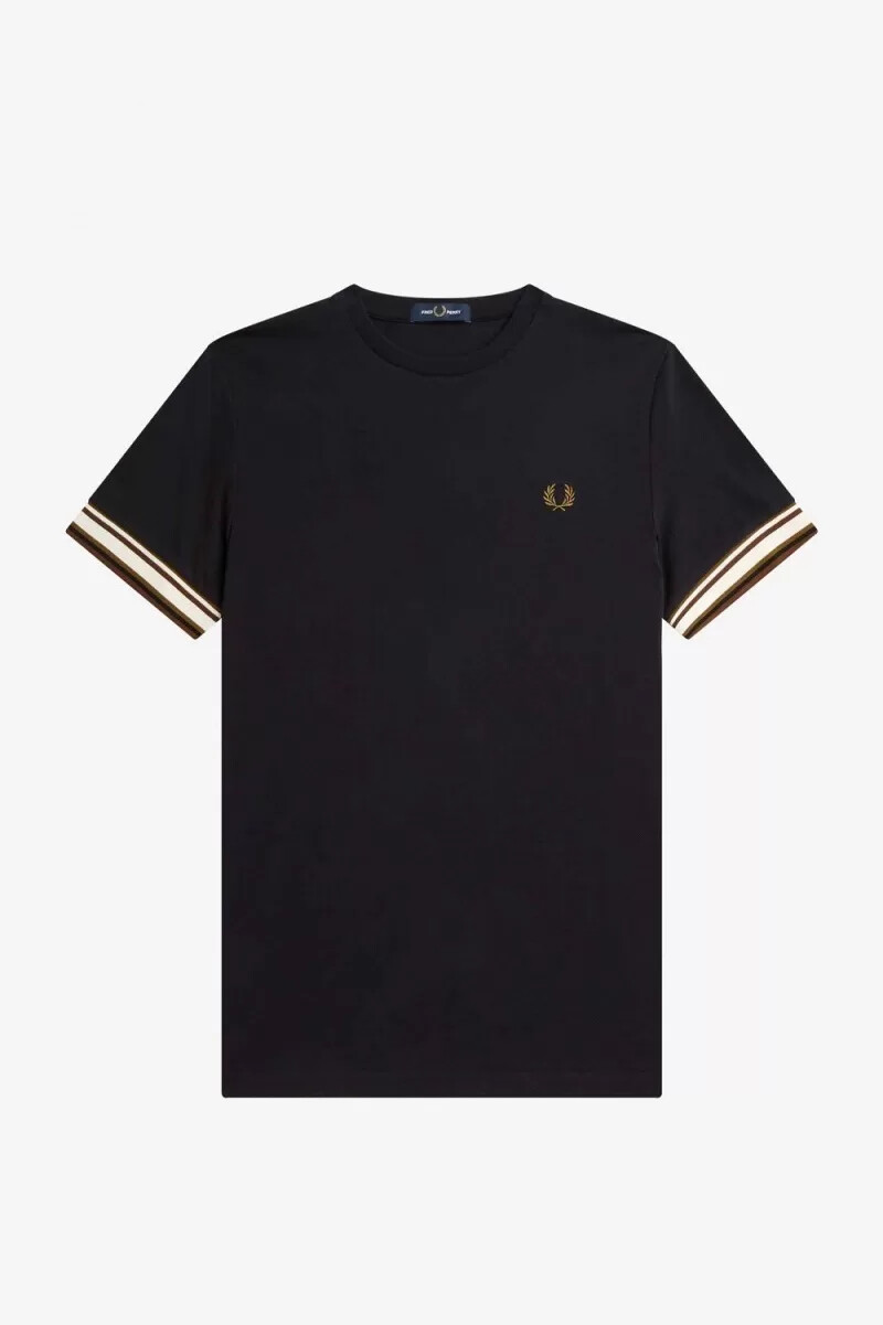 fred perry bold tipped piqué t-shirt da uomo nera