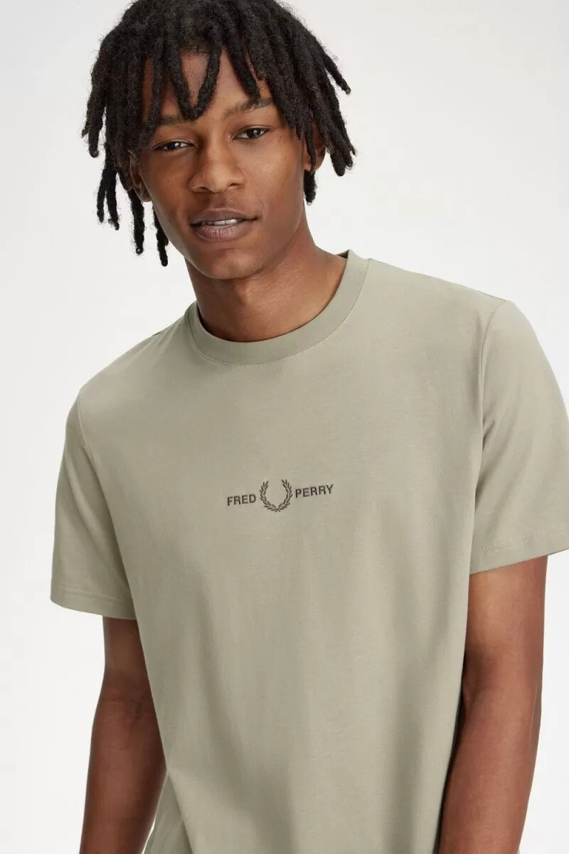 t-shirt da uomo ricamata fred perry grigio caldo