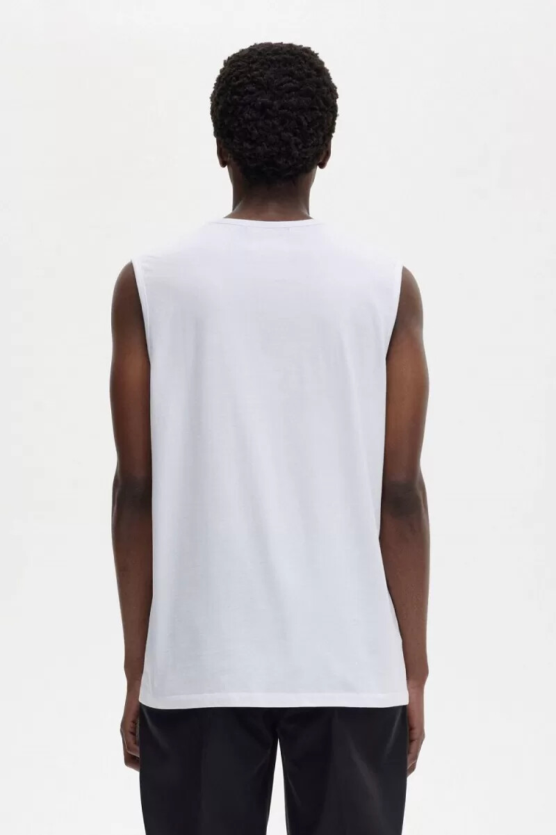 fred perry t-shirt da uomo con stampa bianca