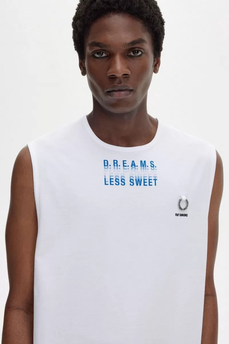 fred perry t-shirt da uomo con stampa bianca