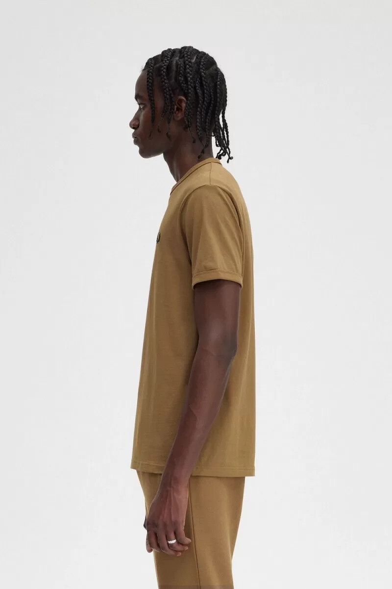 fred perry ringer t-shirt da uomo marrone