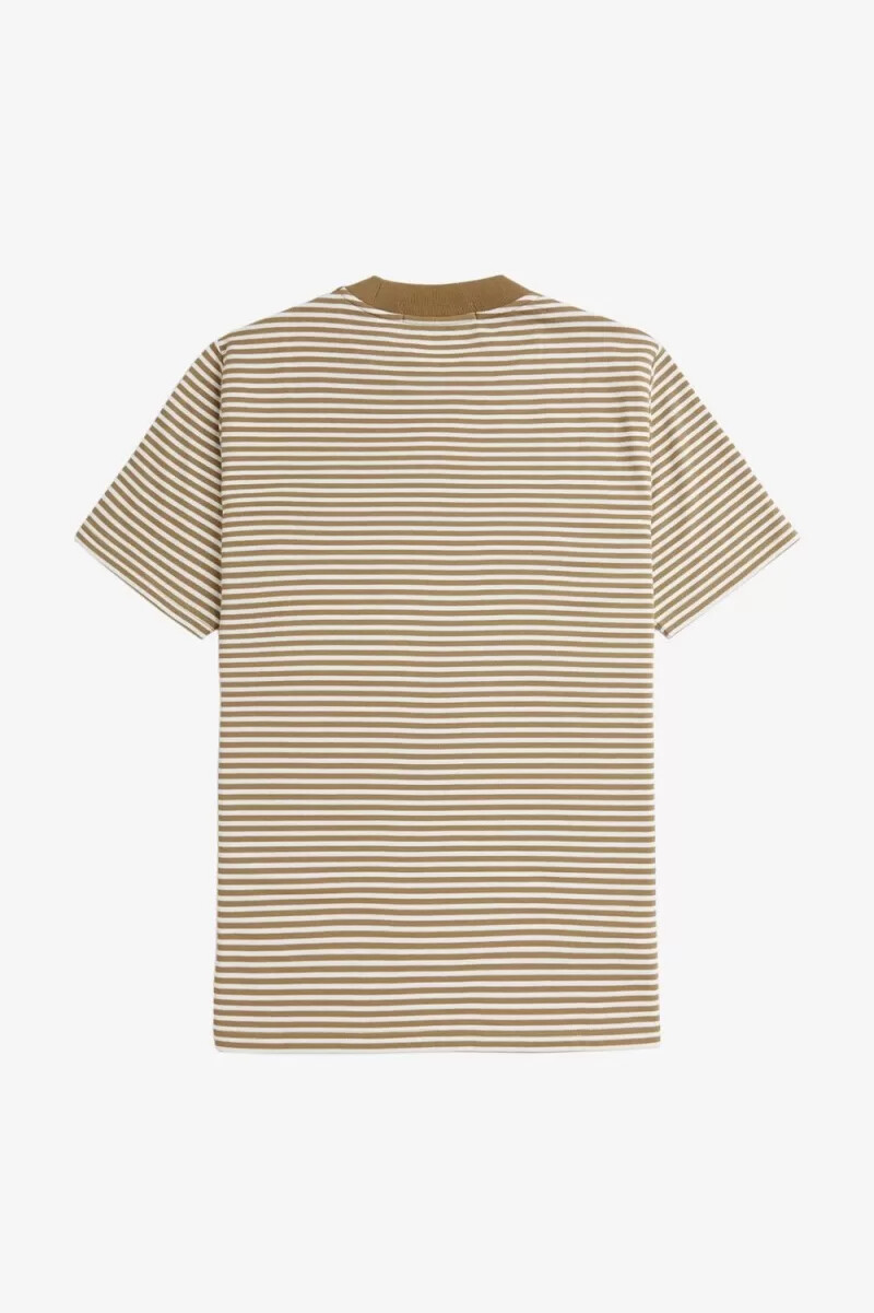fred perry fine stripe heavyweight t-shirt da uomo bianca come la neve e verde